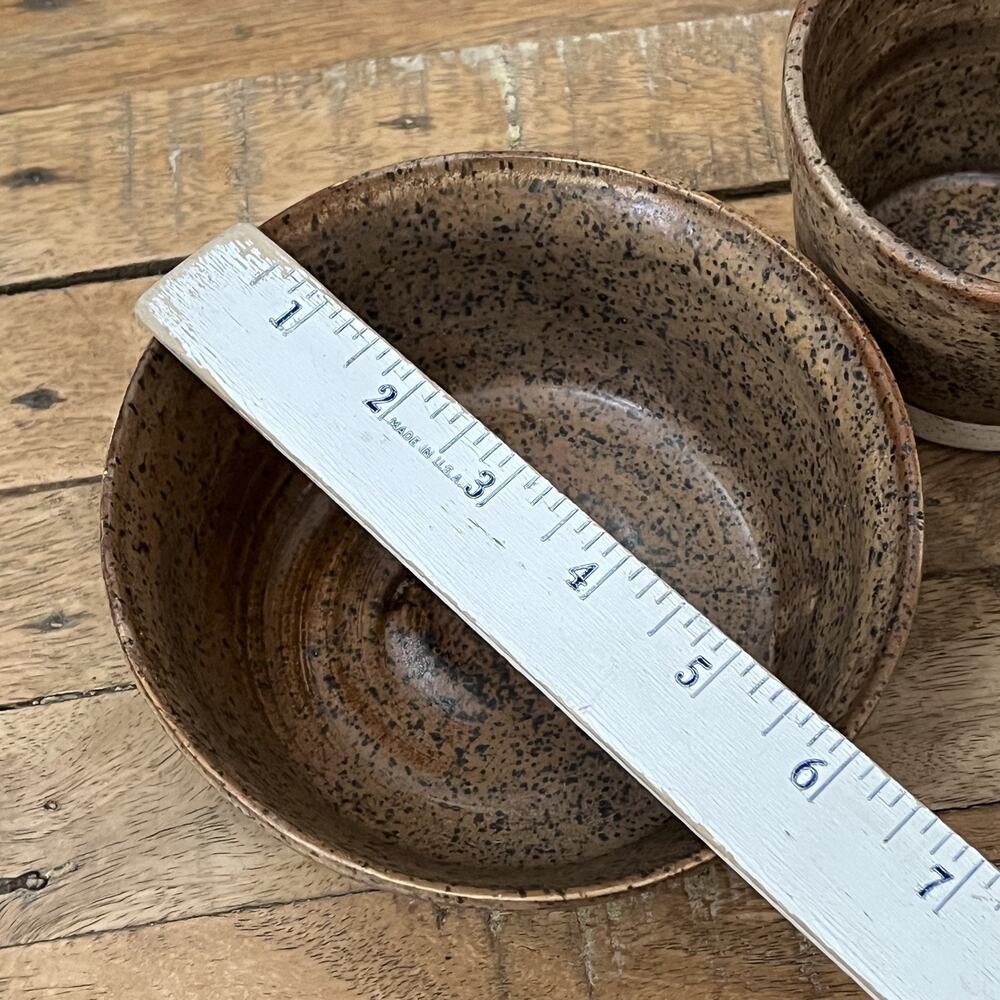 Studio Art Stoneware Bowl & Cup Set (3) Speckled Two Tone Dipped Semi-Matte - Picture 5 of 16